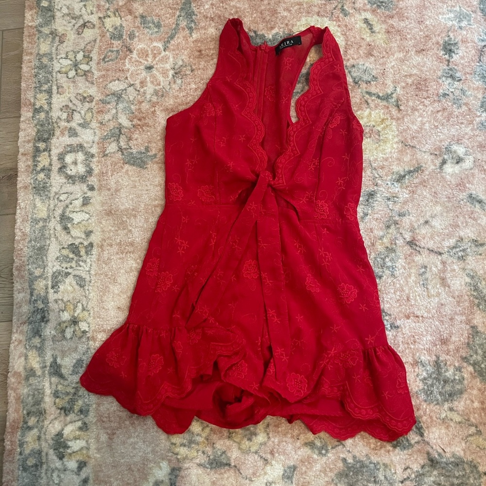 Akira red frilly romper